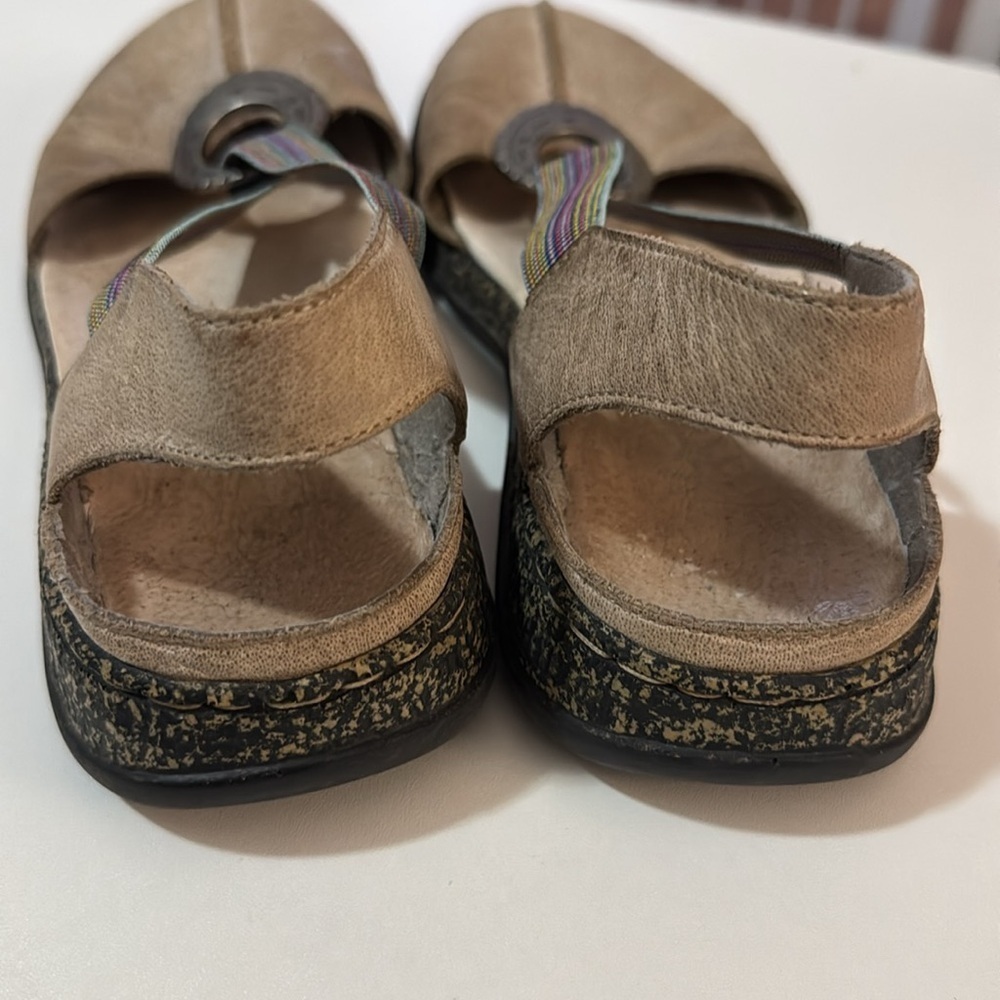Rieker Beige Leather Flats with Multicolor Straps - Picture 3 of 5